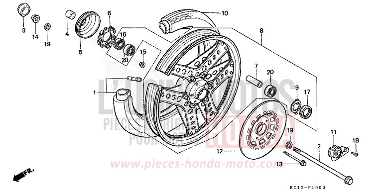 VORDERRAD (CB125TDC/TDE) von CB1300 Super Bold'or ABS CANDY ALAMOANA RED-U (R124CU) von 1982